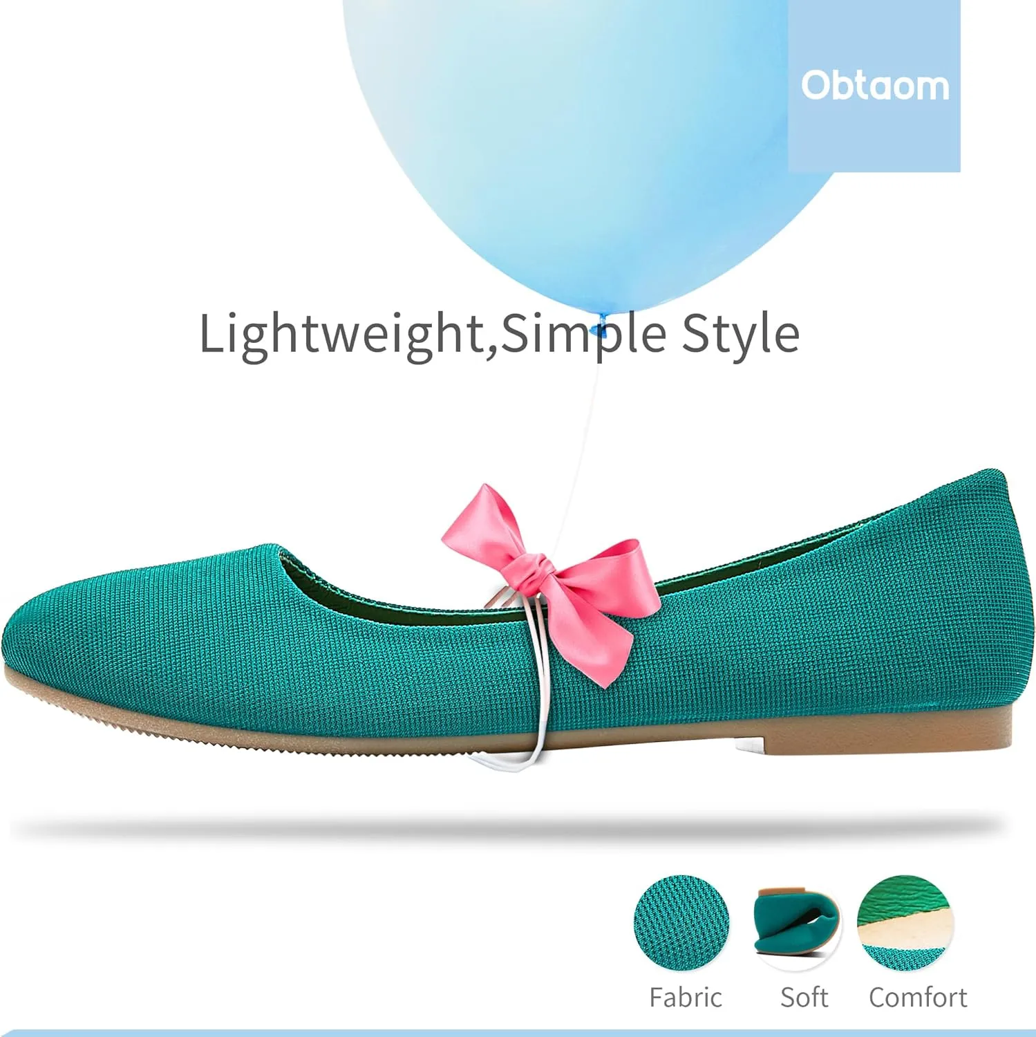 Obtaom Round Toe Women Flat Shoes Slip on Girls Dress Black Ballet Flats