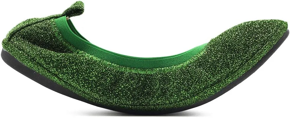 Ollio Women's Shoes Glitter Slip On Comfort Basic Ballet Flats F118