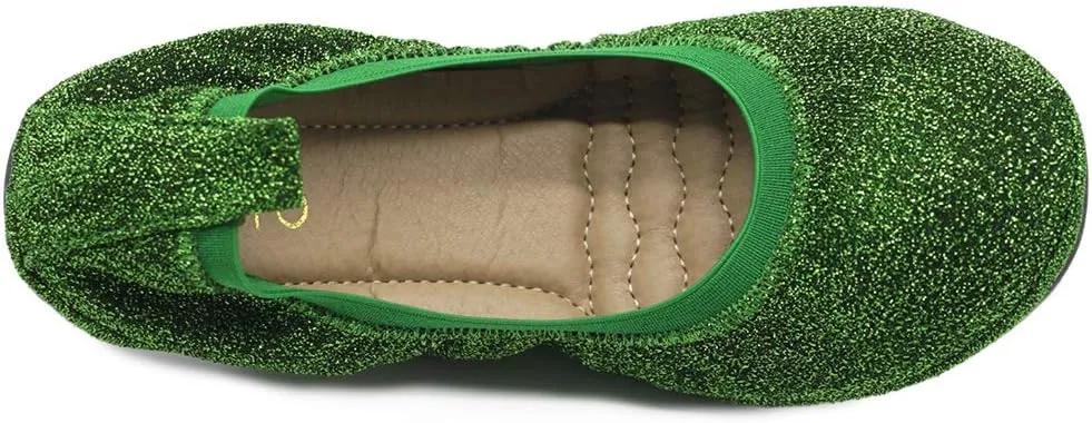 Ollio Women's Shoes Glitter Slip On Comfort Basic Ballet Flats F118