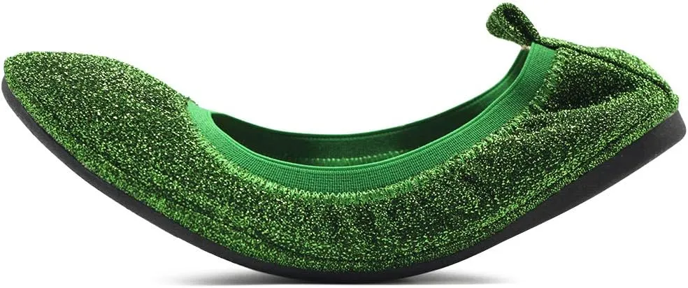 Ollio Women's Shoes Glitter Slip On Comfort Basic Ballet Flats F118