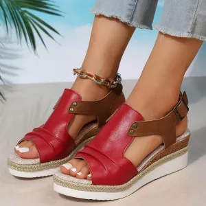 Orthopedic Wedge Sandals for Women Summer Dressy,Open Toe Strap Platform Ankle Sandals Casual Strappy Low Wedges Shoes