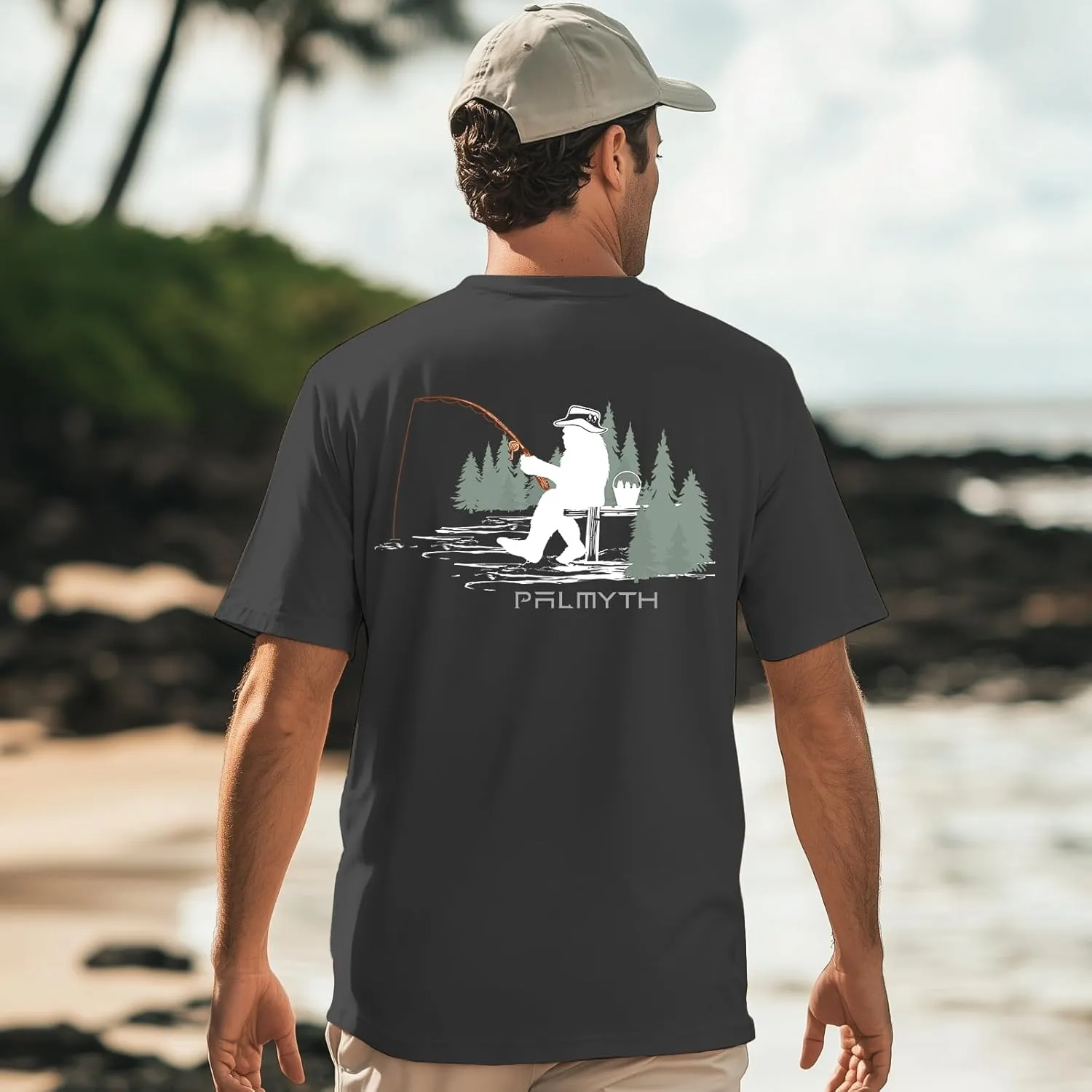 Palmyth Mens Fishing Shirts Short Sleeve UPF 50  T-Shirt UV Sun Protection SPF Tee Quick Dry