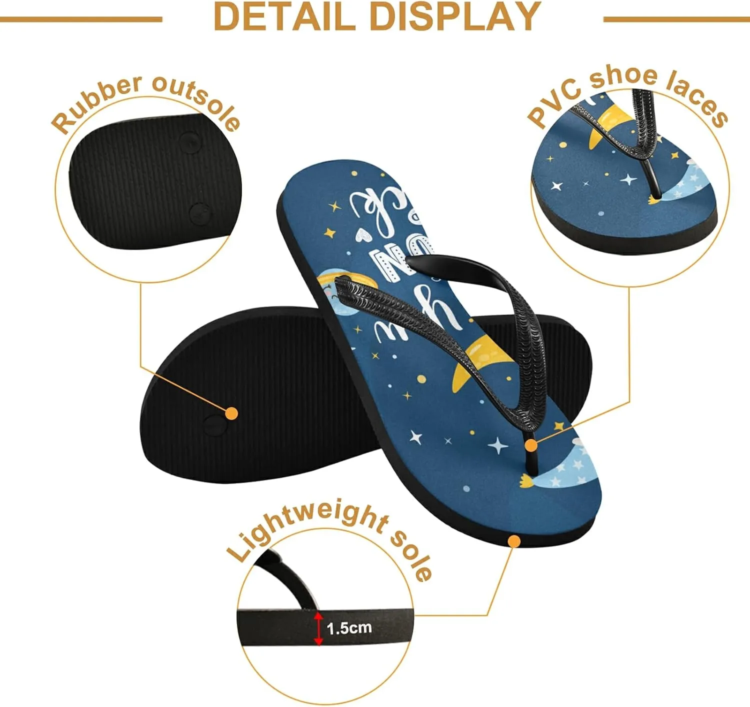 Poeticcity Flip Sandal Men Women Flip Flops for Hotel Spa Home Slippers Bedroom Travel S-XXL