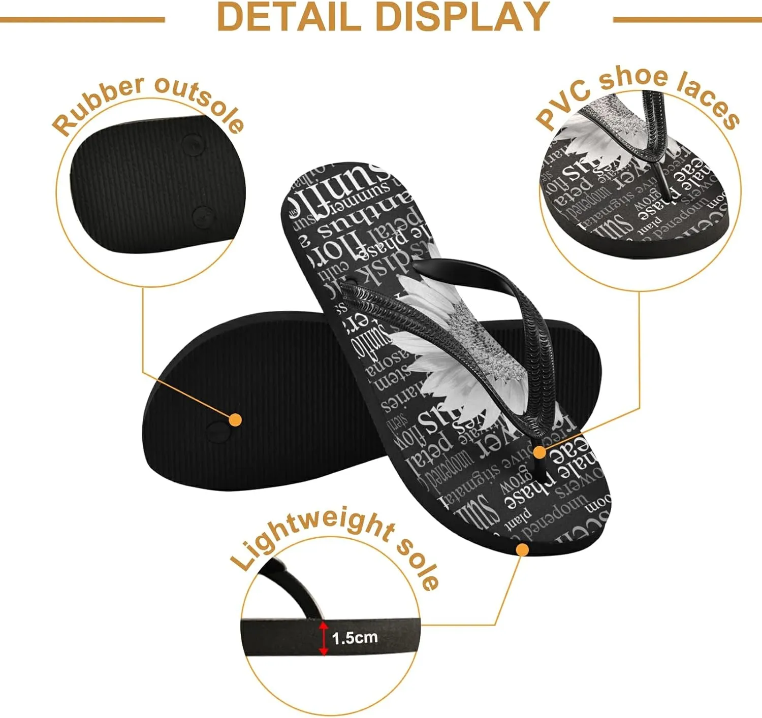 Poeticcity Flip Sandal Men Women Flip Flops for Hotel Spa Home Slippers Bedroom Travel S-XXL