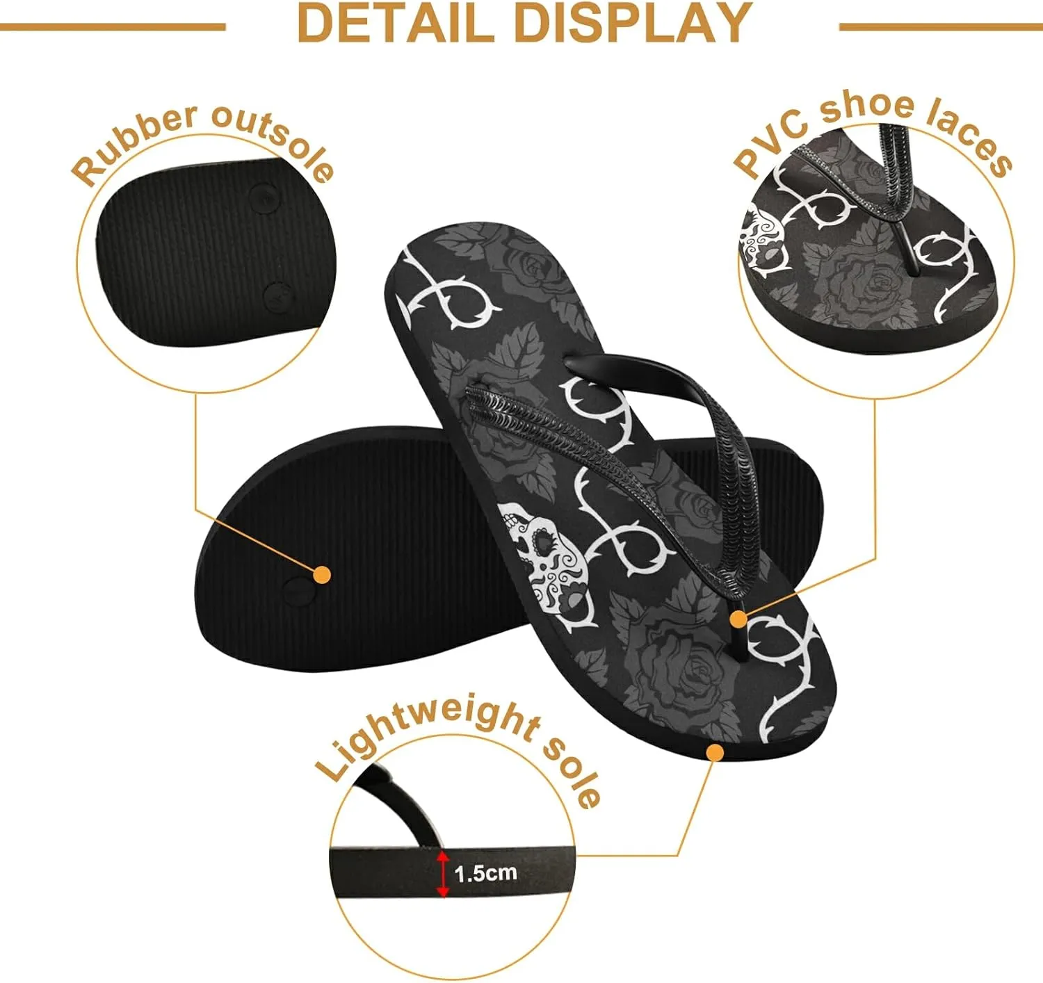 Poeticcity Flip Sandal Men Women Flip Flops for Hotel Spa Home Slippers Bedroom Travel S-XXL