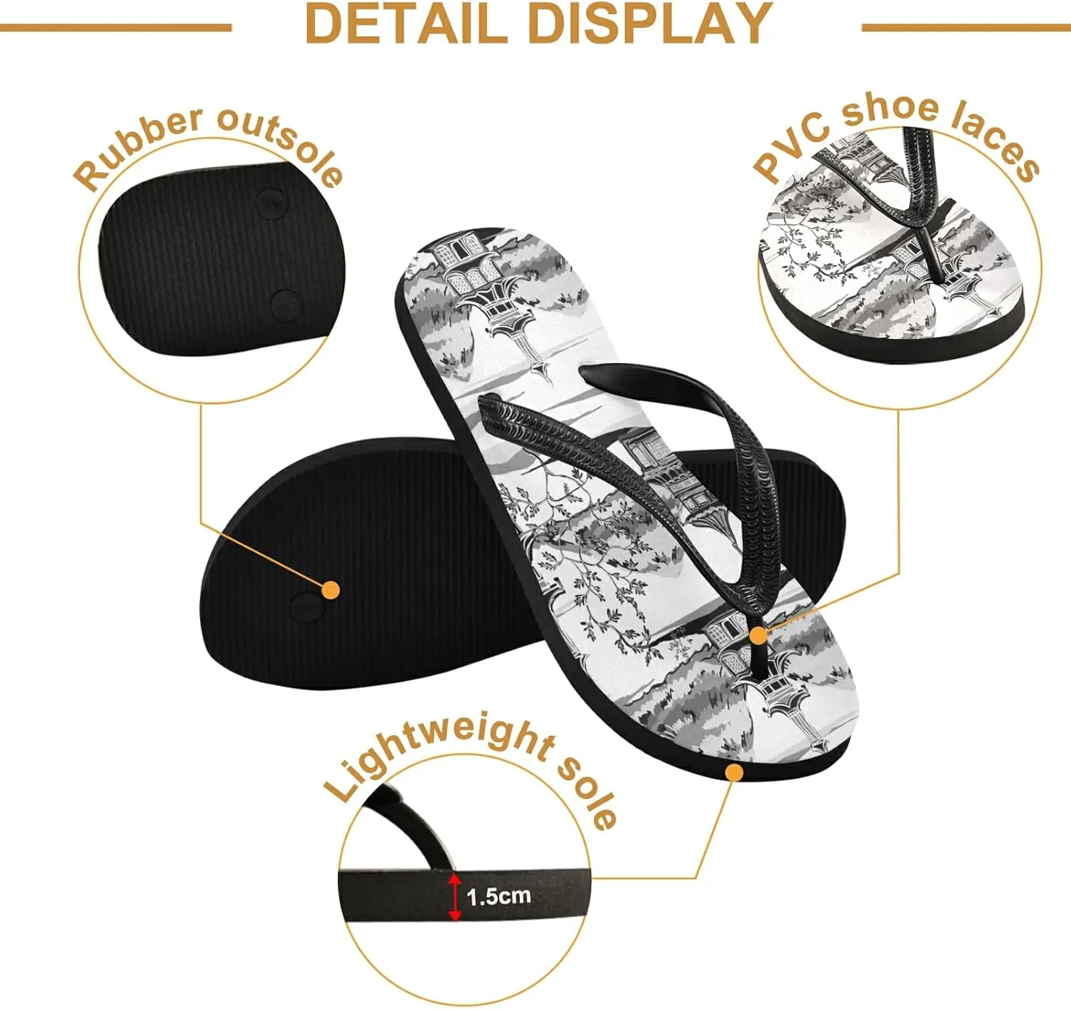Poeticcity Flip Sandal Men Women Flip Flops for Hotel Spa Home Slippers Bedroom Travel S-XXL