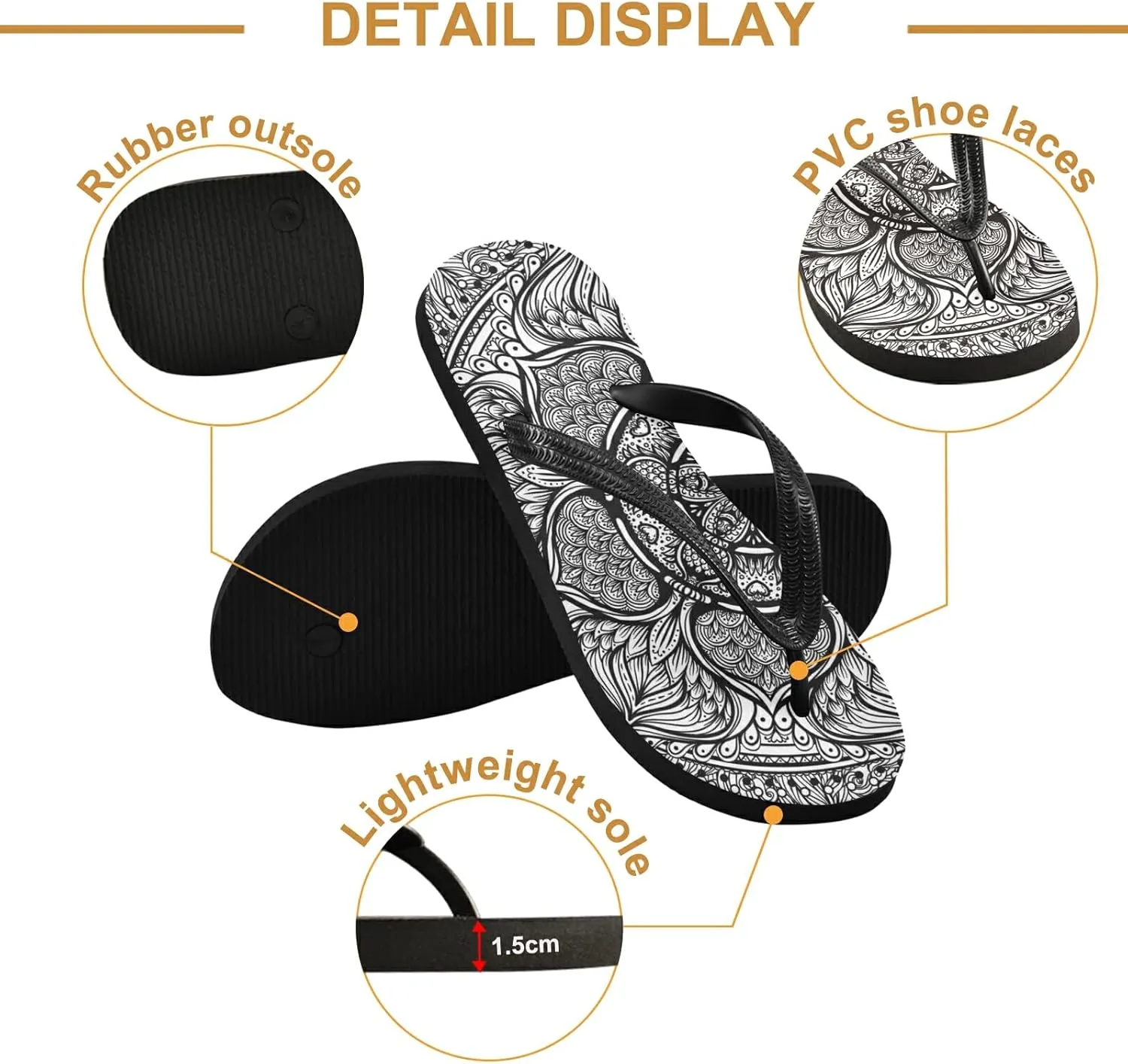 Poeticcity Flip Sandal Men Women Flip Flops for Hotel Spa Home Slippers Bedroom Travel S-XXL