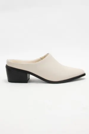 Pointed Toe Slip On Block Heel Mule