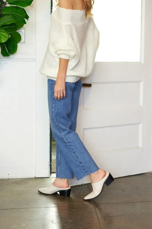 Pointed Toe Slip On Block Heel Mule