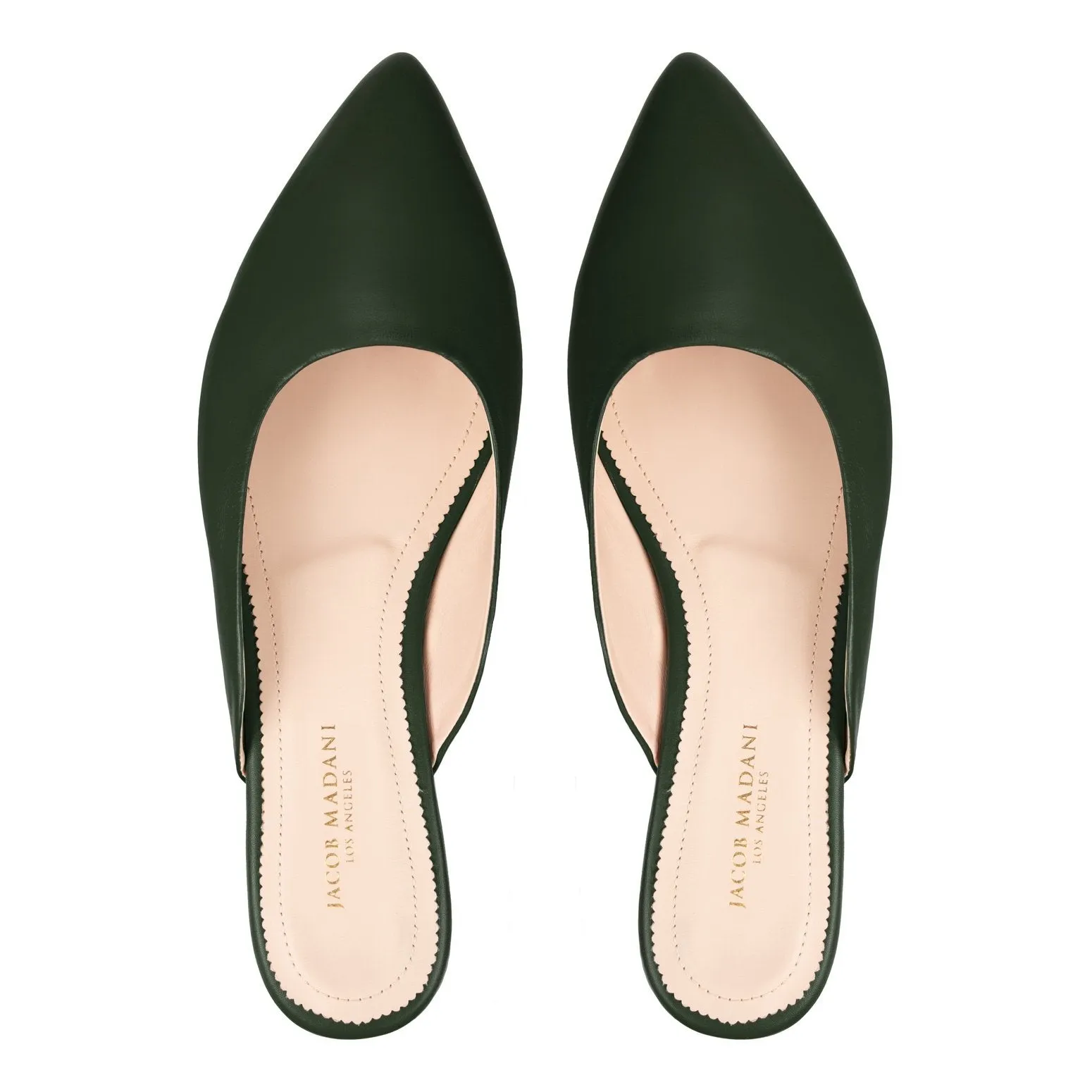 Pointy-toe Flat Mule in Calfskin with Hidden Seam Design
