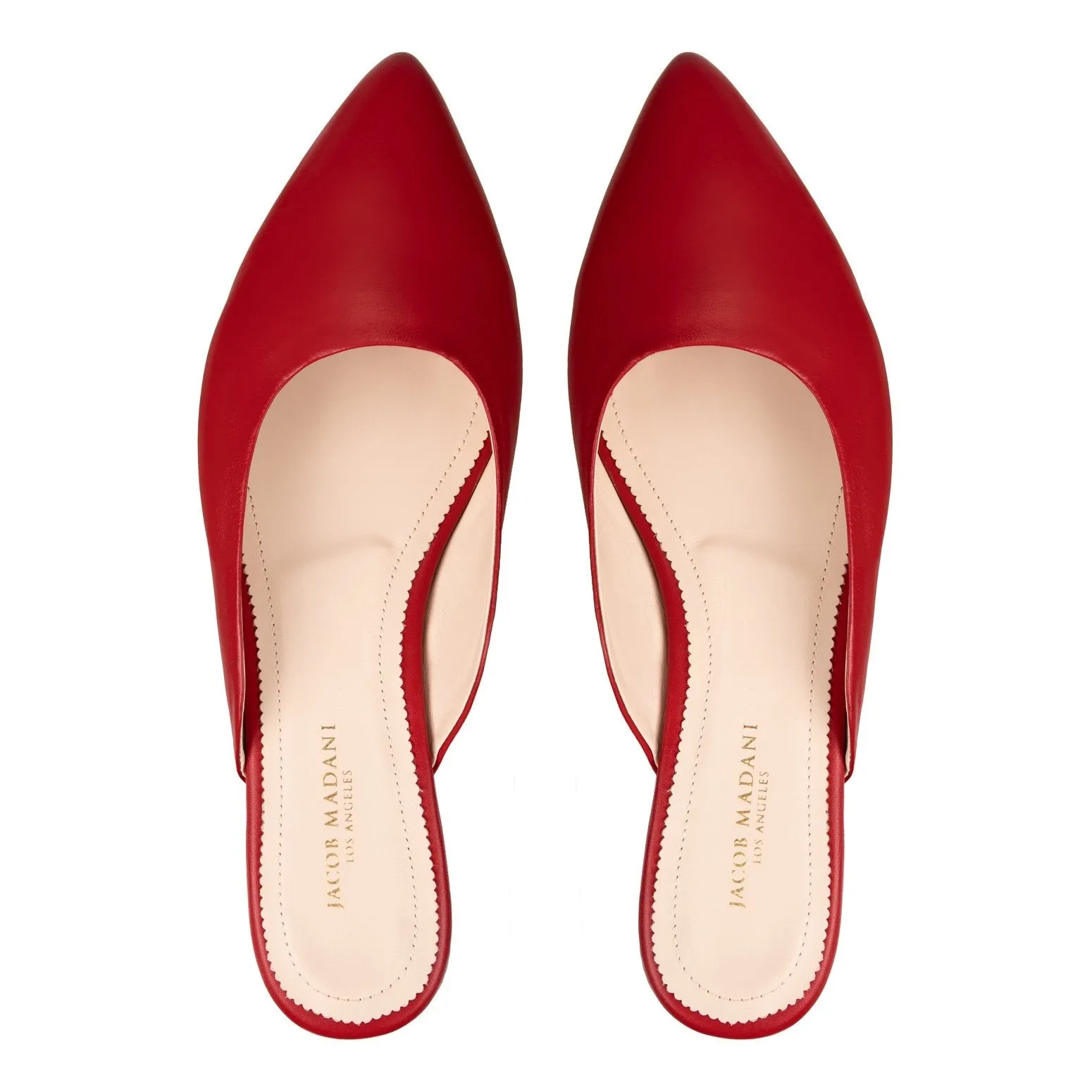 Pointy-toe Flat Mule in Calfskin with Hidden Seam Design