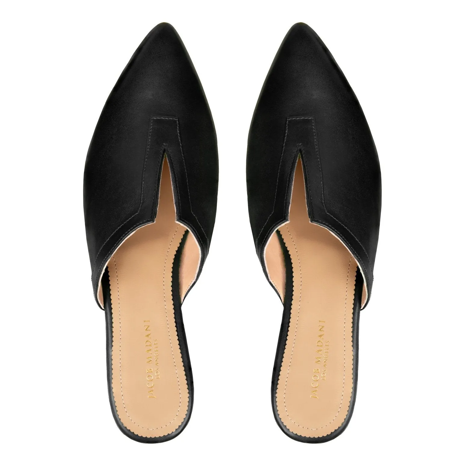 Pointy-toe Flat Mule in Calfskin with Slit
