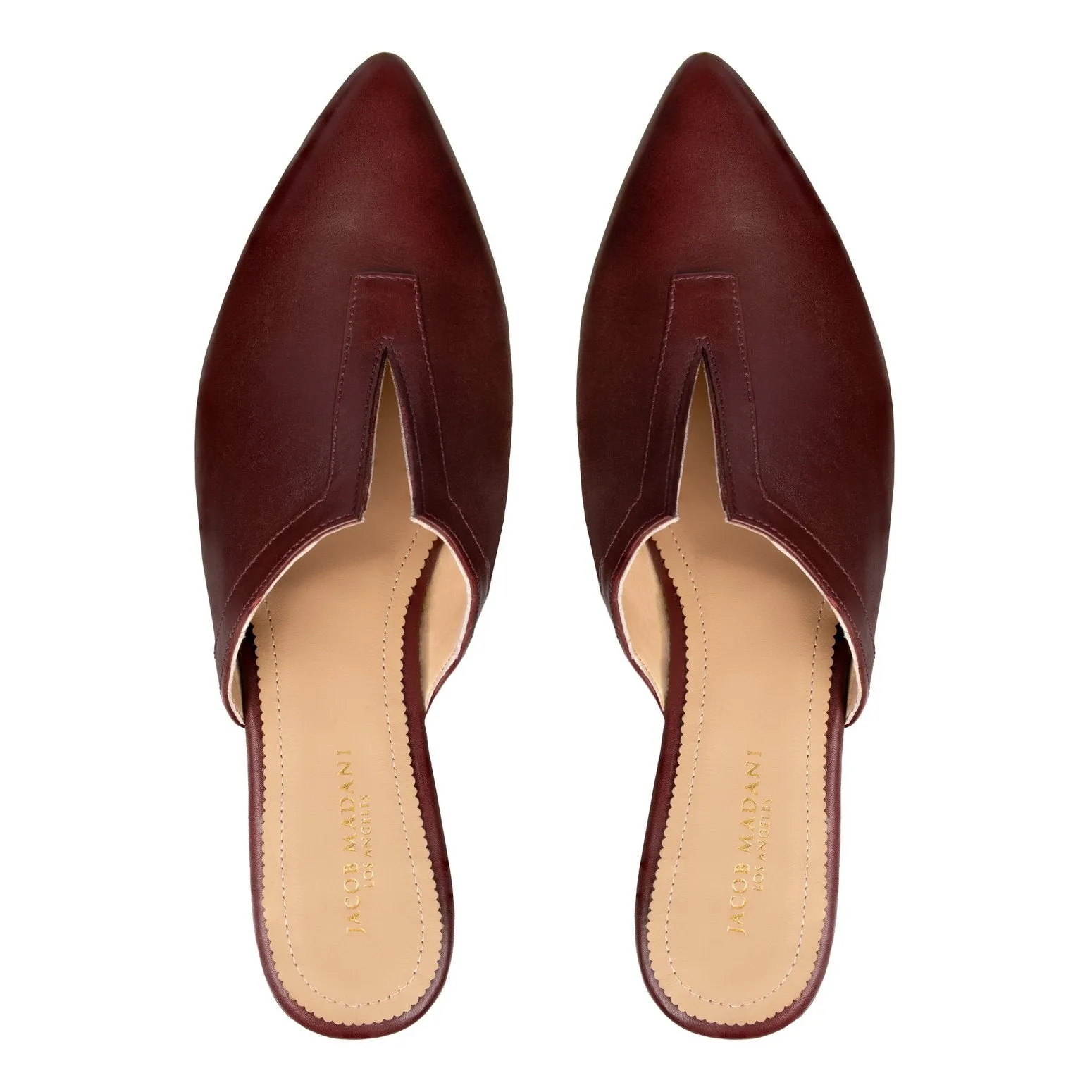 Pointy-toe Flat Mule in Calfskin with Slit