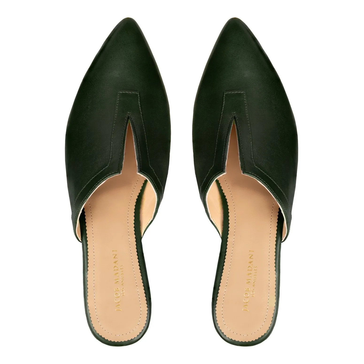 Pointy-toe Flat Mule in Calfskin with Slit