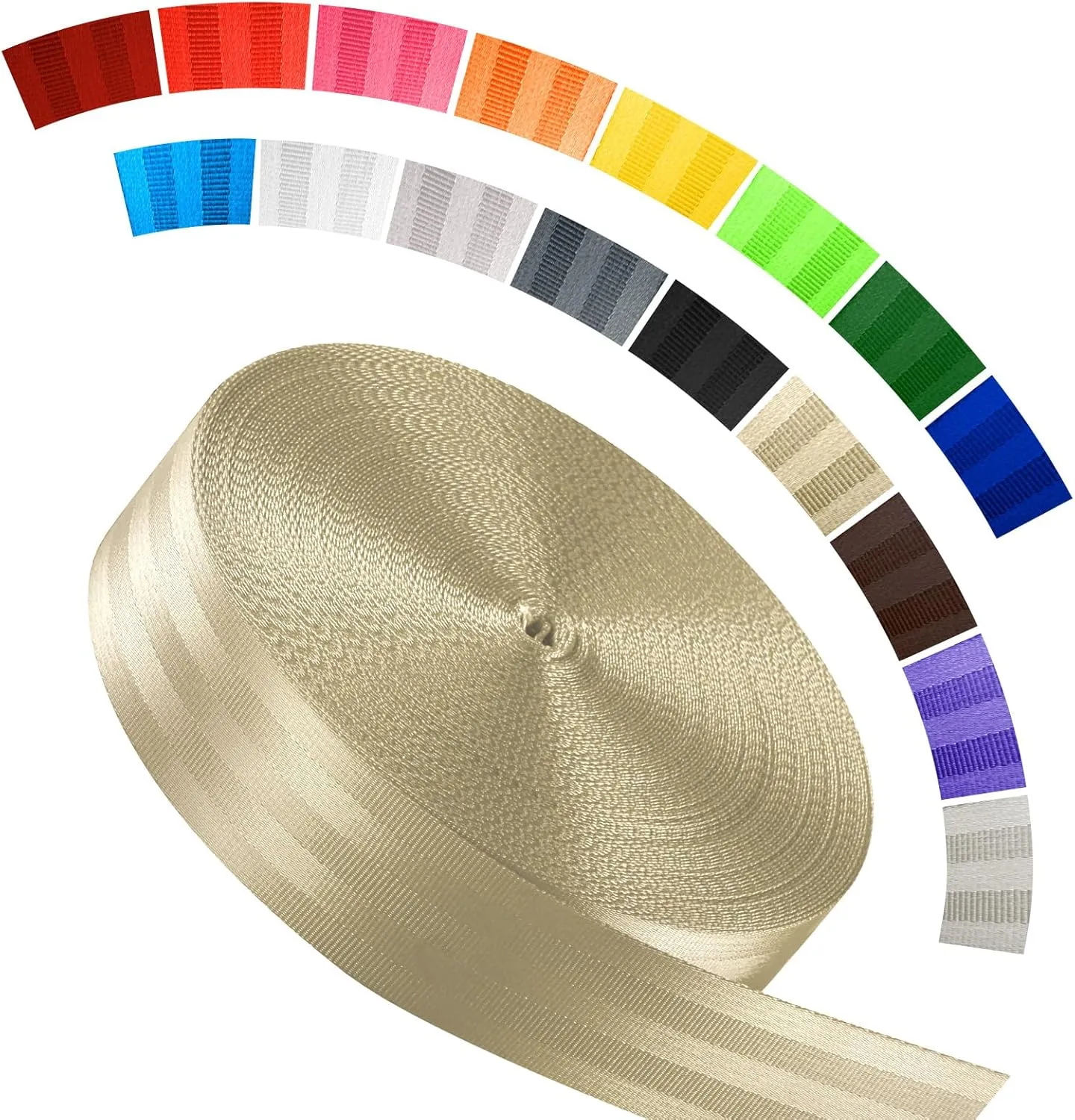 Polyester Webbing Strap 16 Colors – 1"&1.5"&1.9" – 16.5 25 33 55 Yards Heavy Duty Webbing Roll, Flat Webbing Strap for Indoor&Outdoor Gear, Climbing, DIY Crafting, Repairing