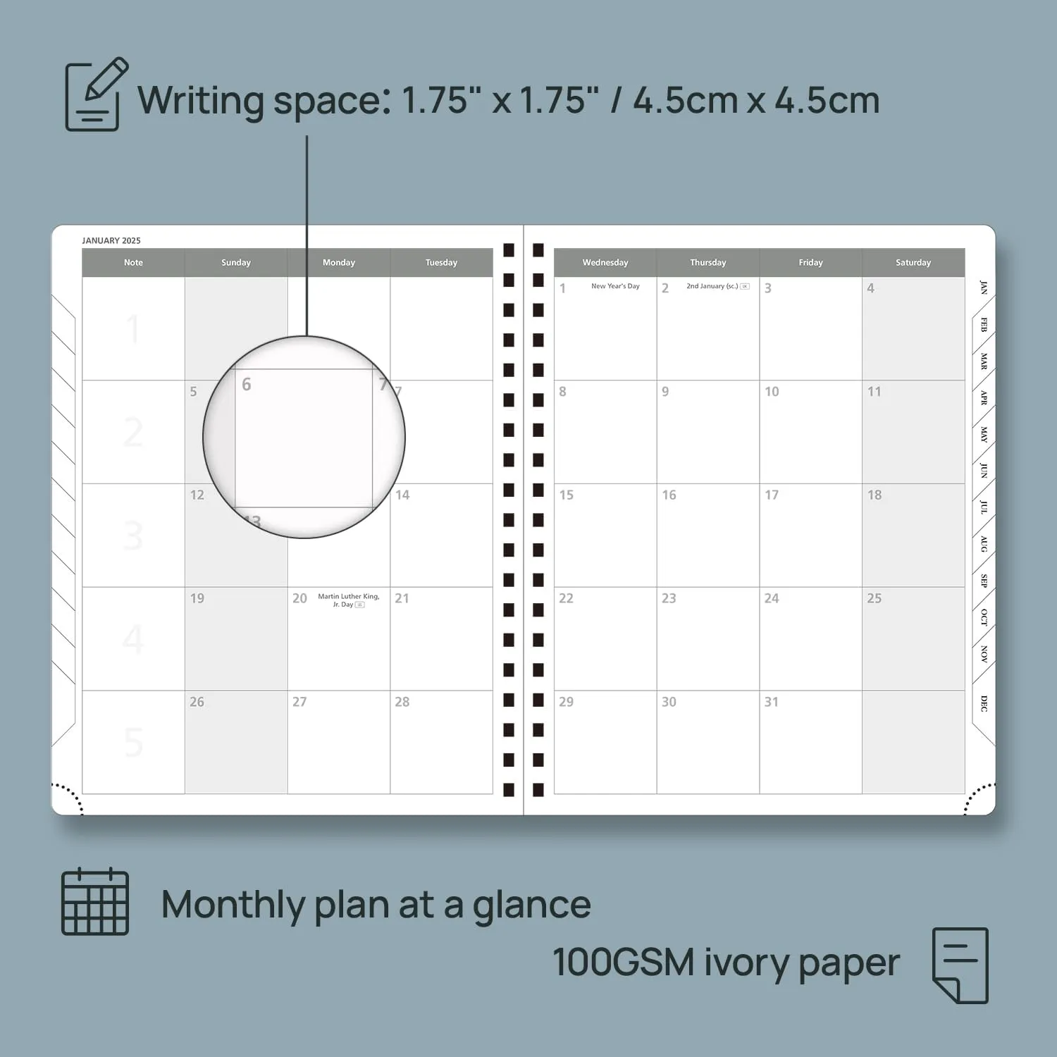 POPRUN 2025 Planner (Large Size 10'' x 8'' Wire-Bound Hard Cover) Daily Weekly and Monthly Calendar - Agenda 2025 with Hourly Schedule & Vertical Weekly Layout, Monthly Tabs - Orange