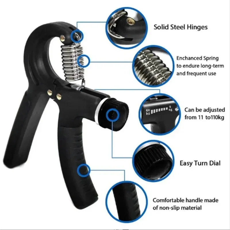 Premium Adjustable Grip Strengthener 5-60KG - Unisex Hand Exerciser & Finger Trainer for Strength Training, Rehabilitation & Fitness - Compact, Portable Hand Grip Tool for Men, Women & Seniors - Durable & Easy to Use