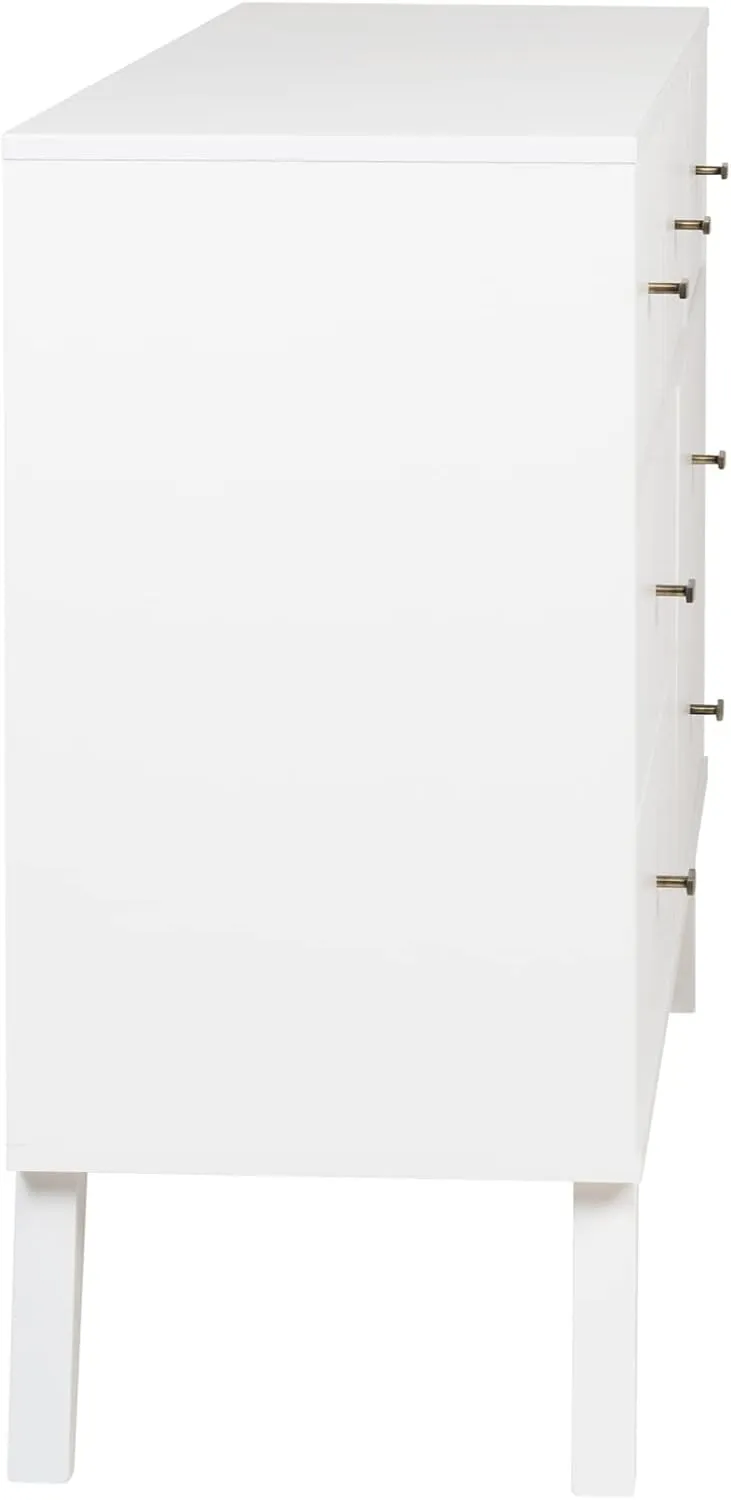 Prepac Milo Mid-Century Modern 7 Drawer Double Dresser for Bedroom, Wide Chest of Drawers, Contemporary Bedroom Furniture, 16" D x 52.5" W x 33.75" H, White, WDBR-1407-1