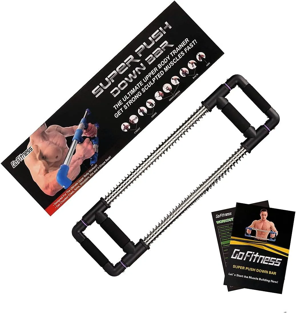 Push Down Bar Machine - Chest Expander at Home Workout Equipment, Arm Exerciser - Portable Spring Resistance Exercise Gym Kit for Home, Travel or Outdoors