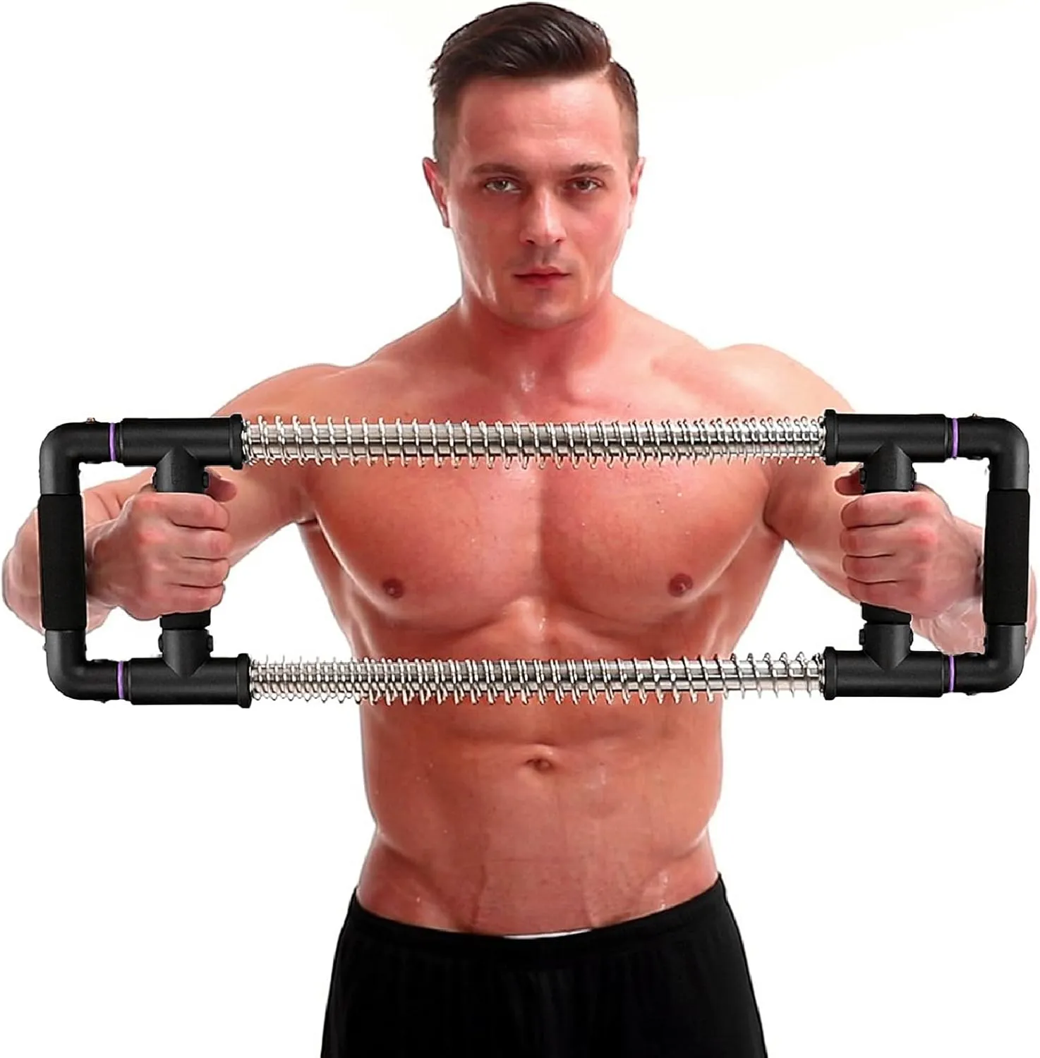 Push Down Bar Machine - Chest Expander at Home Workout Equipment, Arm Exerciser - Portable Spring Resistance Exercise Gym Kit for Home, Travel or Outdoors