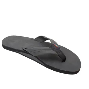 Rainbow Sandals Men's Leather Single Layer Wide Strap Black Flip Flop