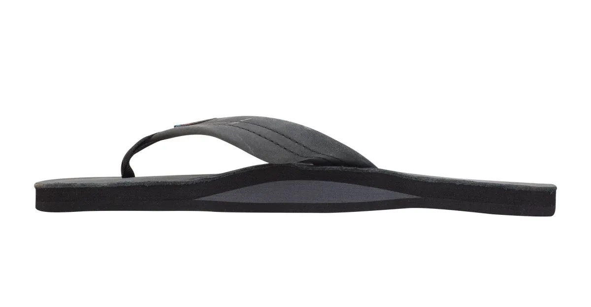 Rainbow Sandals Men's Leather Single Layer Wide Strap Black Flip Flop