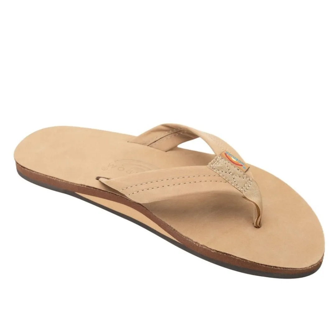 Rainbow Sandals Men's Leather Single Layer Wide Strap Sierra Brown Flip Flop