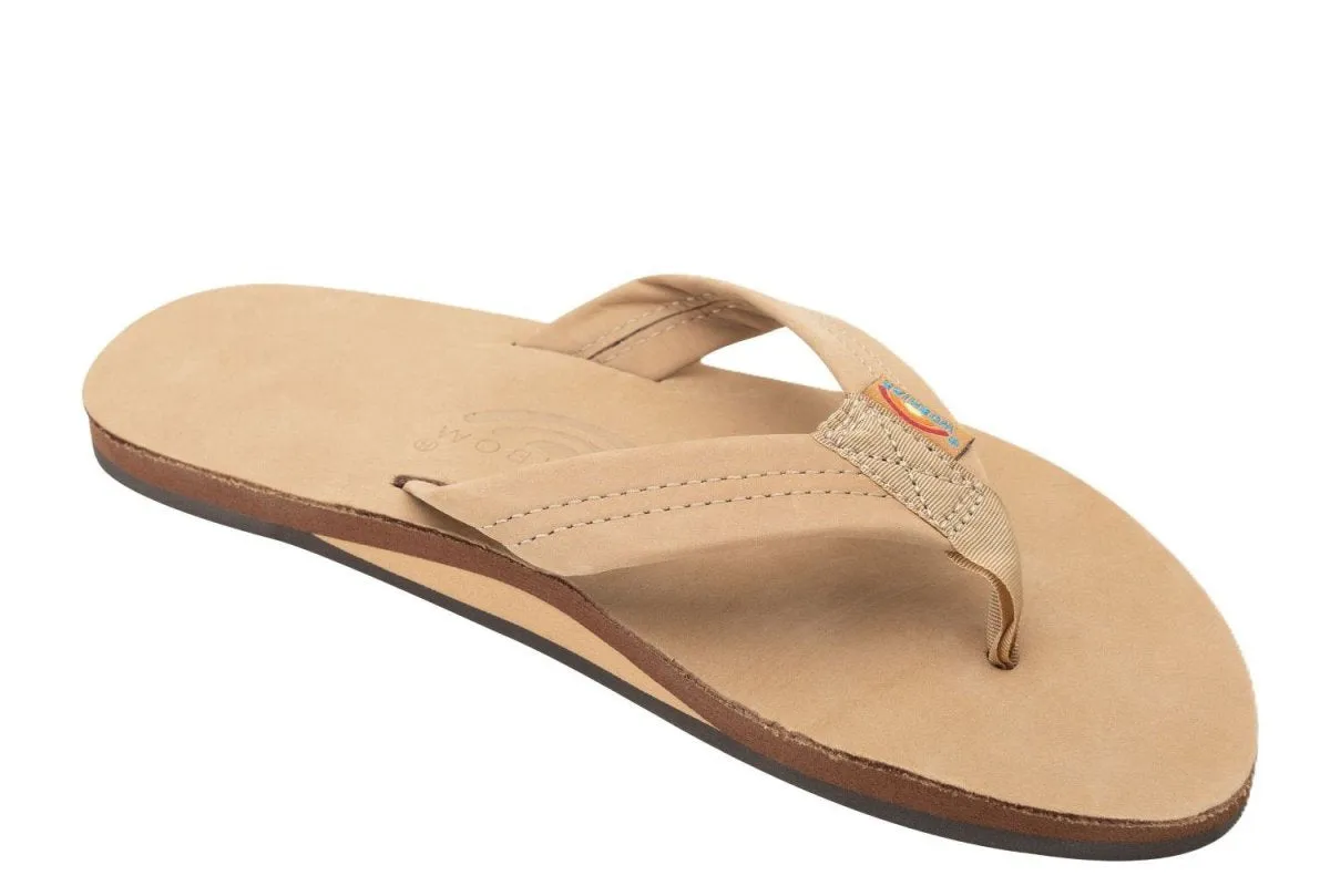 Rainbow Sandals Men's Leather Single Layer Wide Strap Sierra Brown Flip Flop