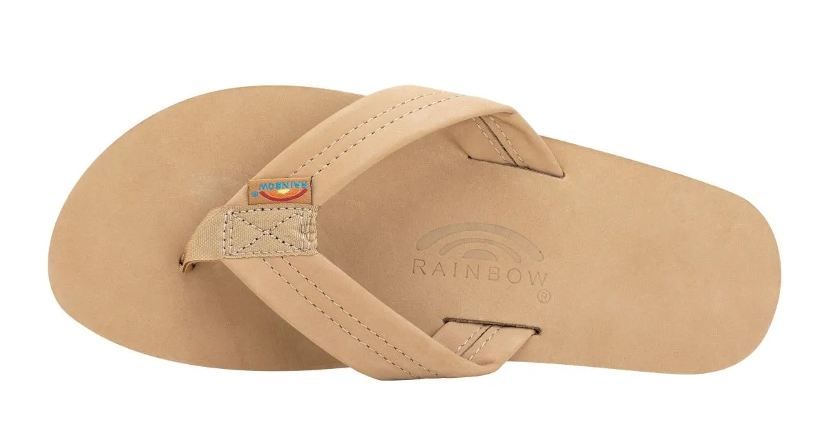 Rainbow Sandals Men's Leather Single Layer Wide Strap Sierra Brown Flip Flop