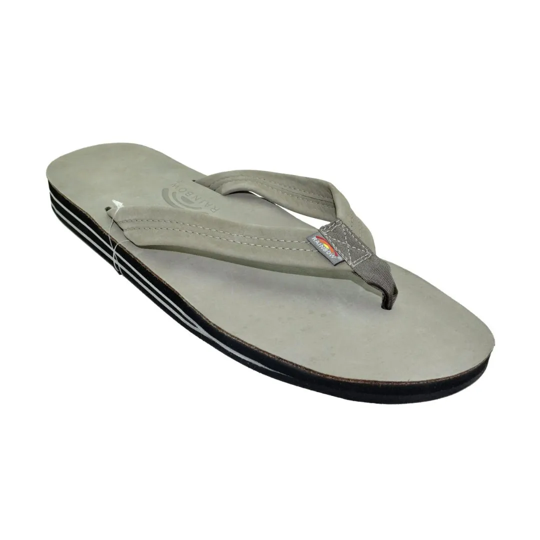Rainbow Sandals Men's Premier Leather Double Layer Grey Wide Strap Sandal
