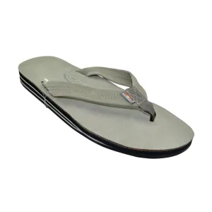 Rainbow Sandals Men's Premier Leather Double Layer Grey Wide Strap Sandal