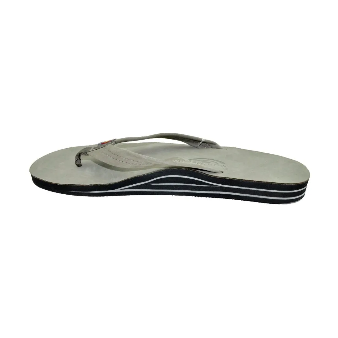 Rainbow Sandals Men's Premier Leather Double Layer Grey Wide Strap Sandal
