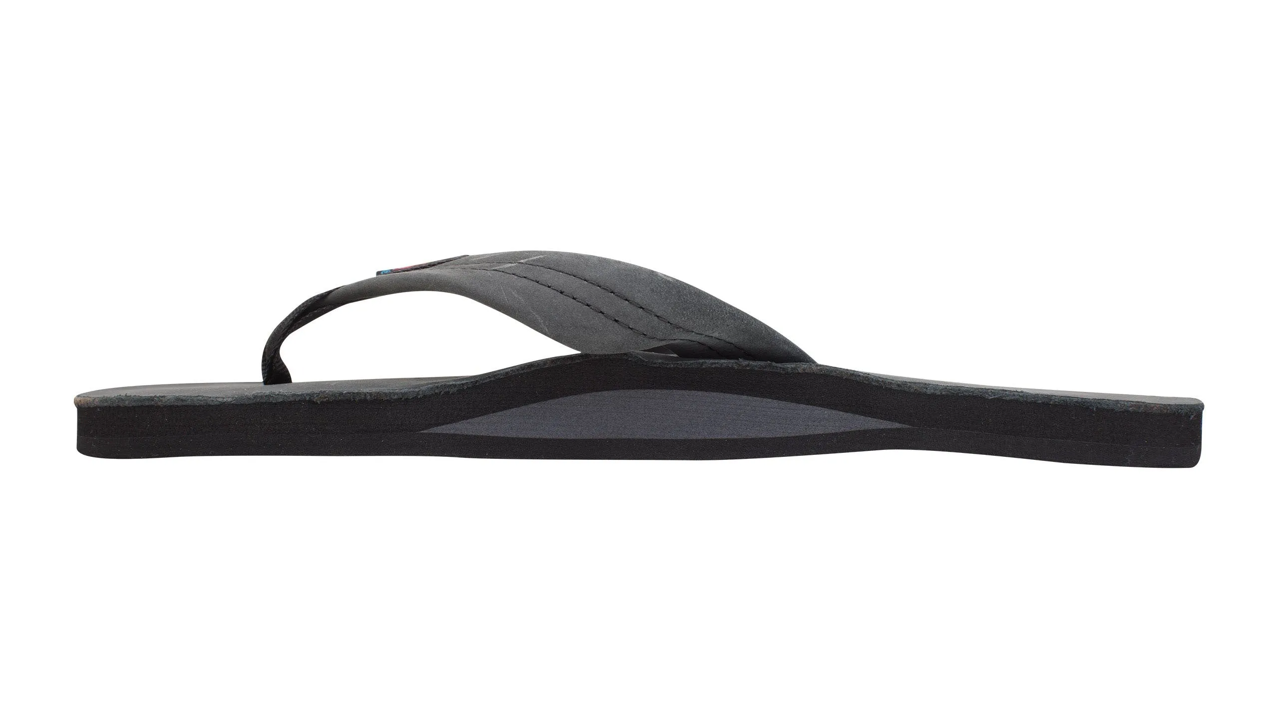 Rainbow Single Layer Leather Sandal-Premier Black