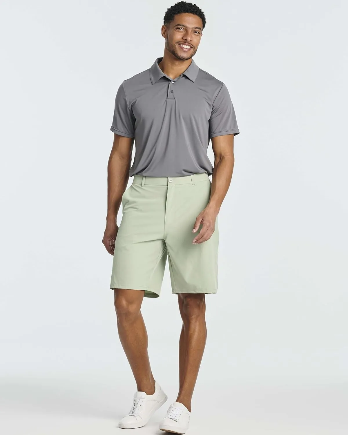 Real Essentials 3 Pack: Mens 9" Golf Shorts Pockets - Flat Front Casual Work Workout Active Hiking Sport