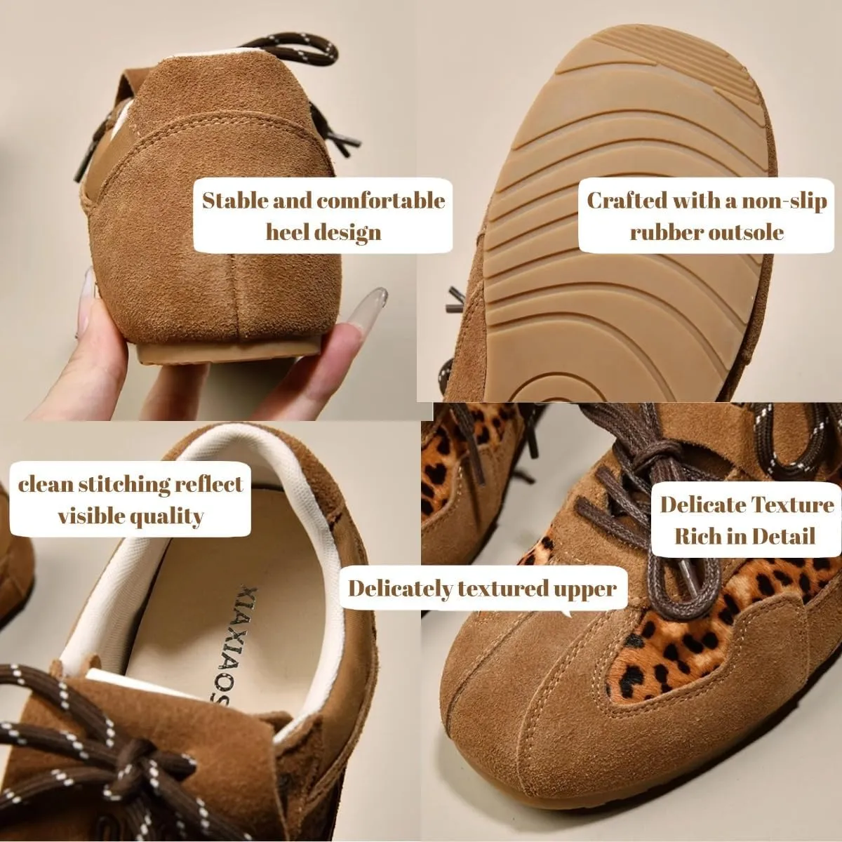 Retro Leopard Print Sneakers Women Fashion Flat Trainers – Vintage Gump Style Casual Lace-Up Walking Shoes Breathable & Wear-Resistant