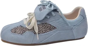 Retro Leopard Print Sneakers Women Fashion Flat Trainers – Vintage Gump Style Casual Lace-Up Walking Shoes Breathable & Wear-Resistant