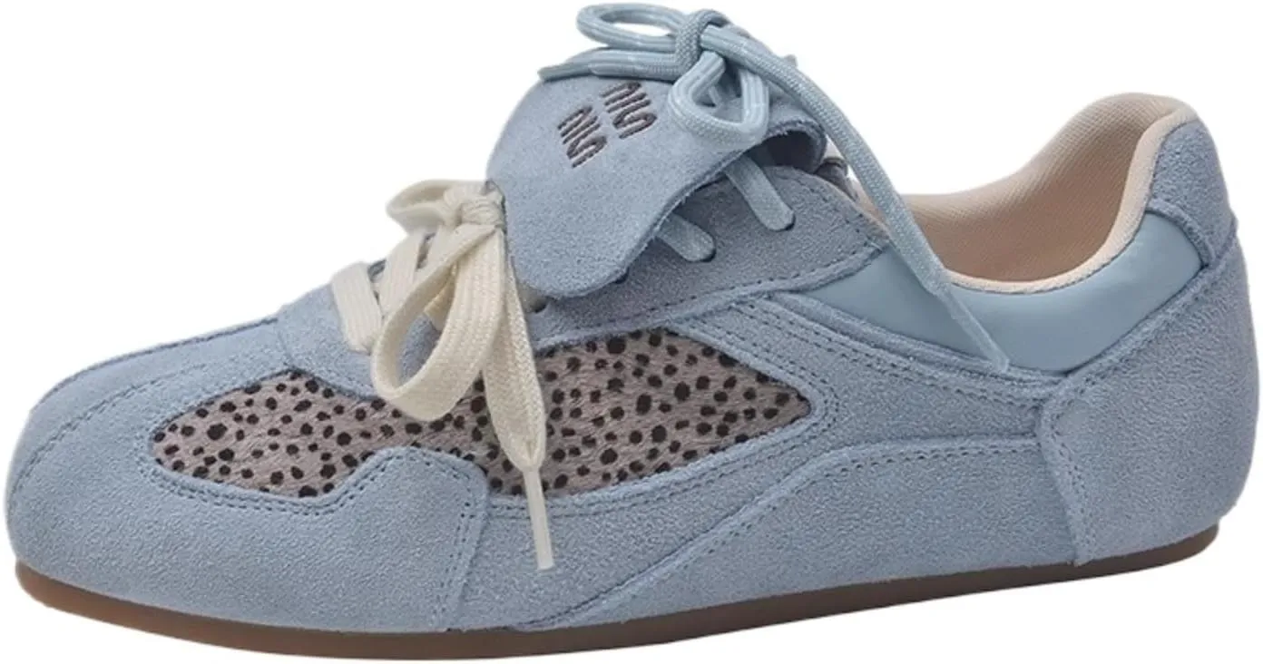 Retro Leopard Print Sneakers Women Fashion Flat Trainers – Vintage Gump Style Casual Lace-Up Walking Shoes Breathable & Wear-Resistant