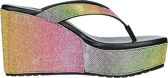 Rhinestone Jessica Flop Simpson Wide selection Stilla Wedge Worldwide shipping Sandals Flip Rainbow Thong Platform