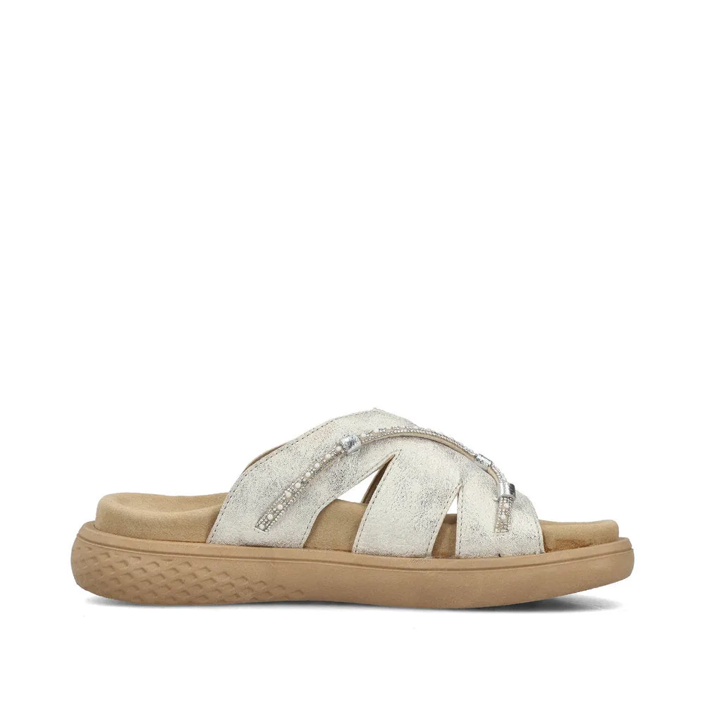 Rieker Flat Slider Beige/Gold