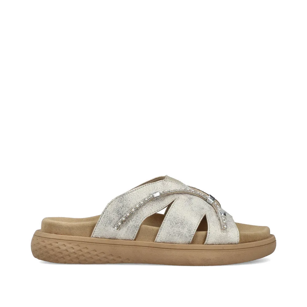 Rieker Flat Slider Beige/Gold