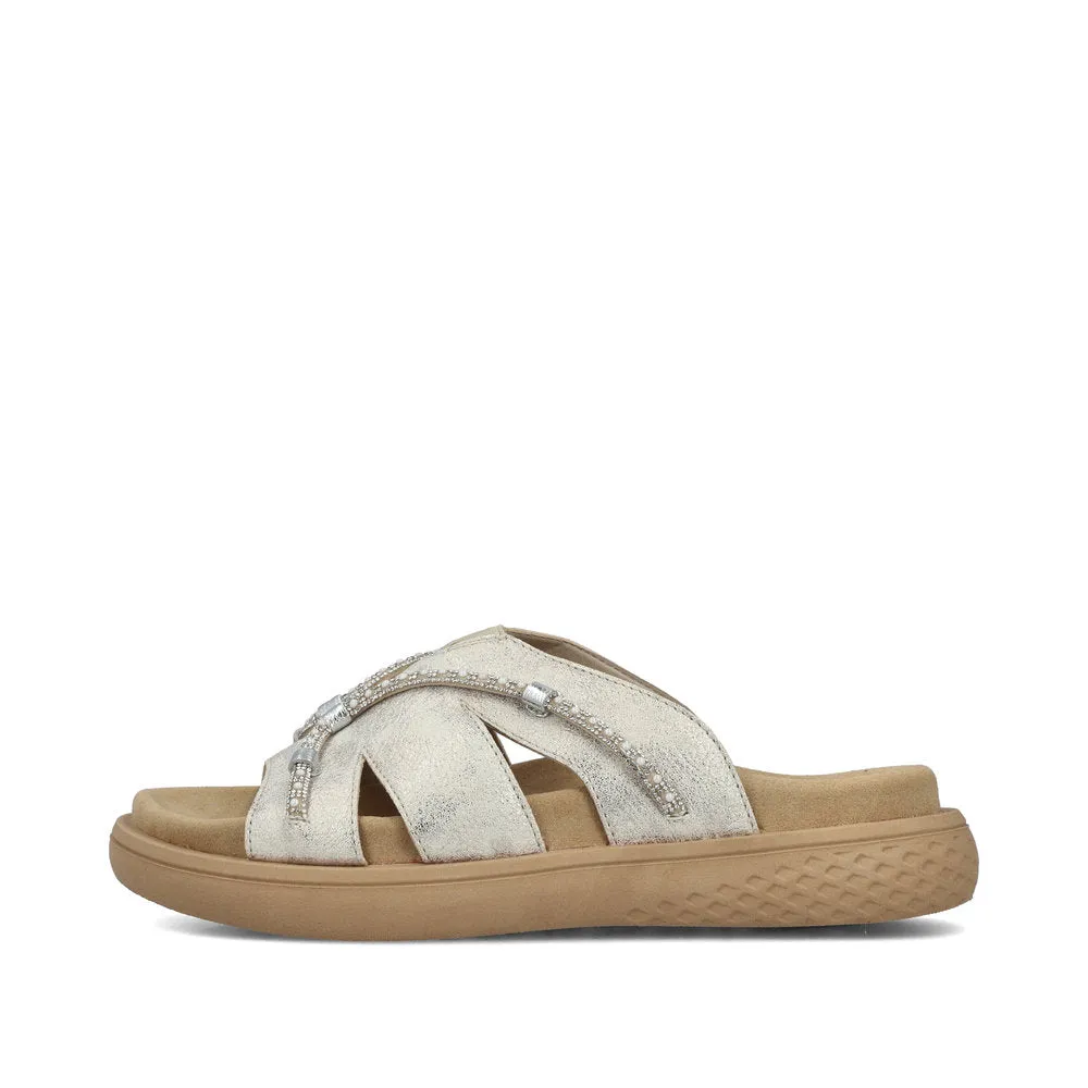 Rieker Flat Slider Beige/Gold