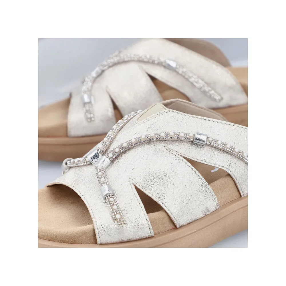 Rieker Flat Slider Beige/Gold