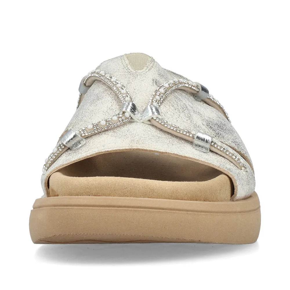 Rieker Flat Slider Beige/Gold