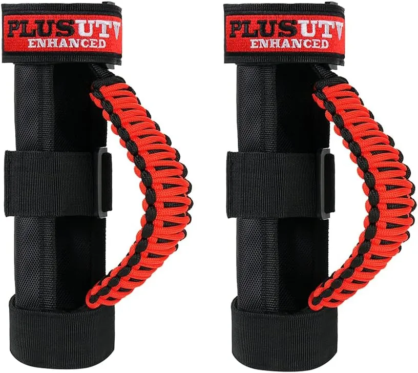 Roll Bar Grab Handles Grips Triple Straps for UTV ATV Polaris Ranger RZR XP900 1000 Honda Pioneer Talon Kawasaki Wildcat Yamaha YXZ Can Am 1.75-2 Inch Red 2PCS
