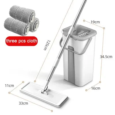 Rotating Flat Mop with Bucket for Easy Floor Cleaning