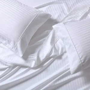 Royal Tradition Damask Striped 650 Thread Count Cotton Blend Top-Split-King Sheet Set for Adjustable Beds (White) Wrinkle Resistant Flex Head Bed Sheets