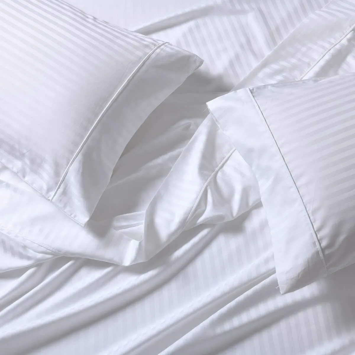 Royal Tradition Damask Striped 650 Thread Count Cotton Blend Top-Split-King Sheet Set for Adjustable Beds (White) Wrinkle Resistant Flex Head Bed Sheets