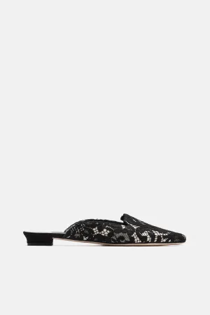 Ruby Mule - Black Marescot Lace
