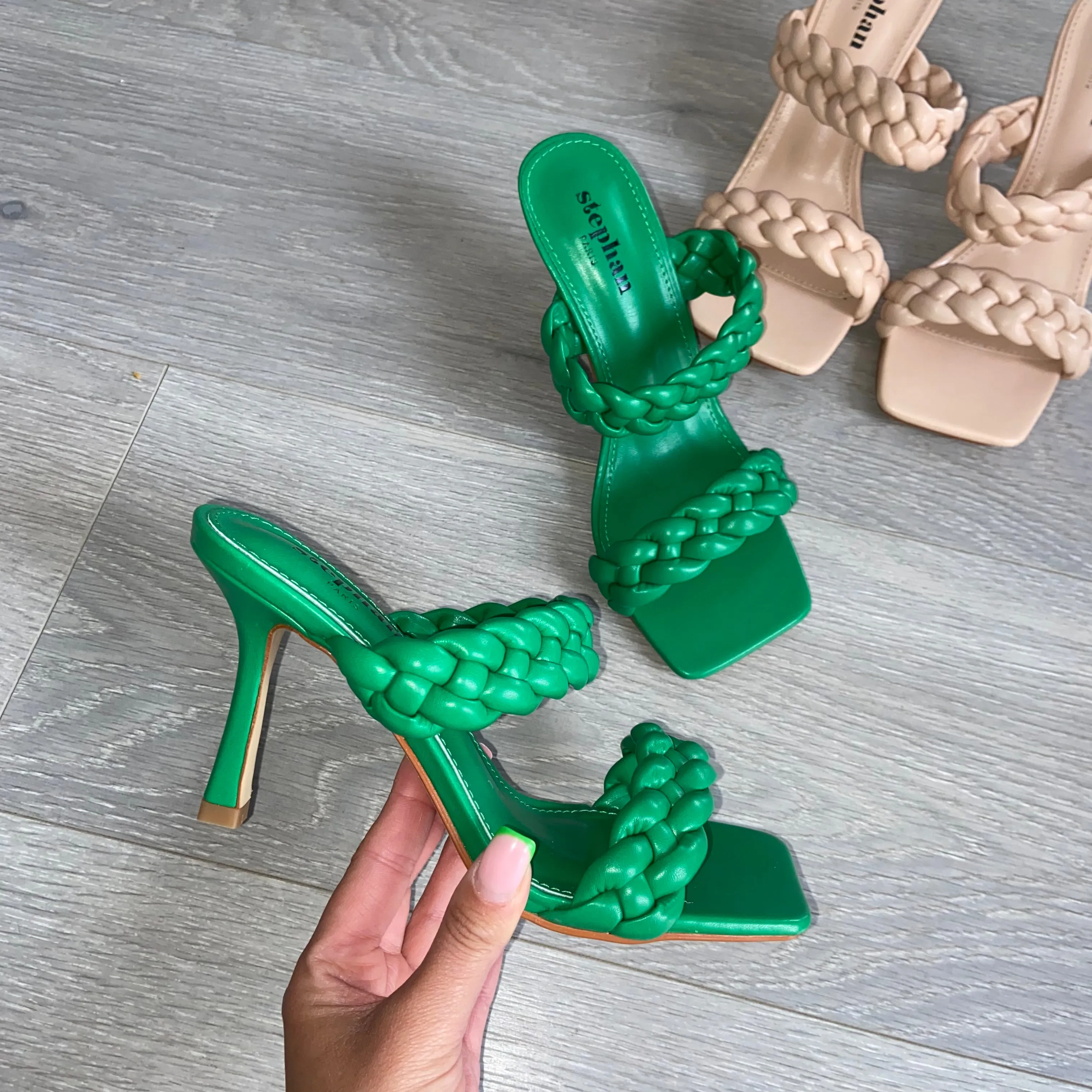 SALE Deanna braided mule heels - green