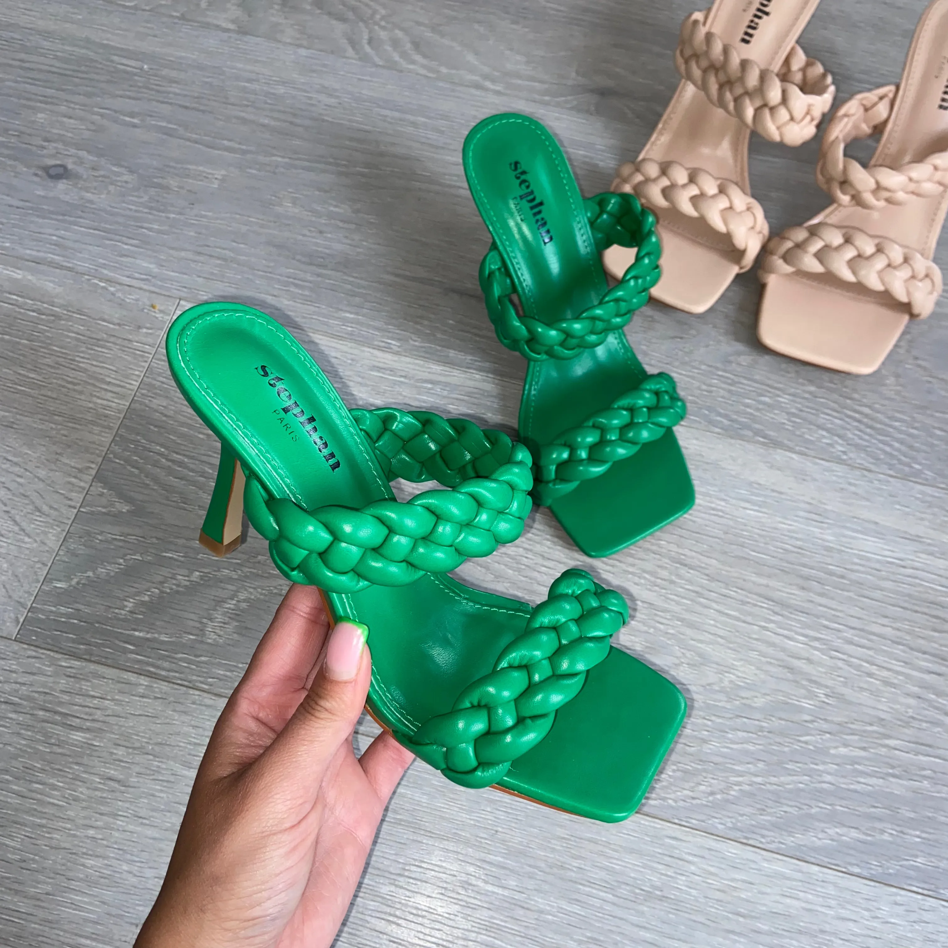 SALE Deanna braided mule heels - green